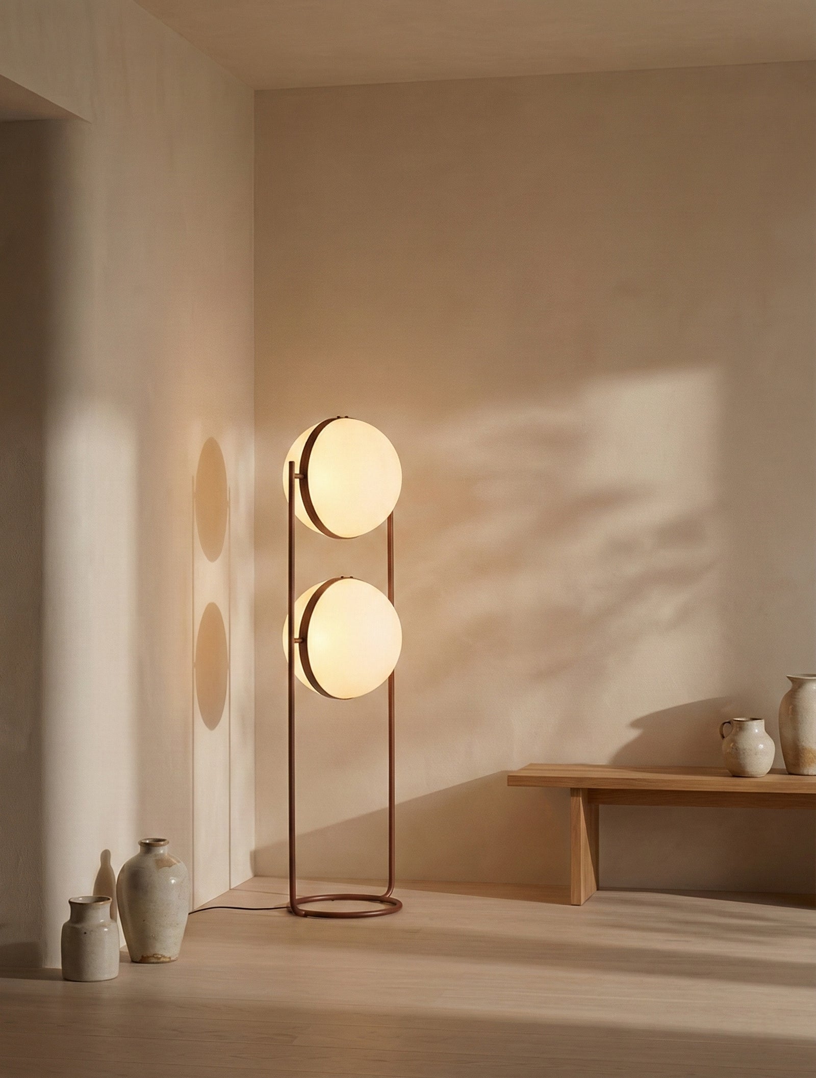 Bodie Floor Lamp | Opaque & Rust Red