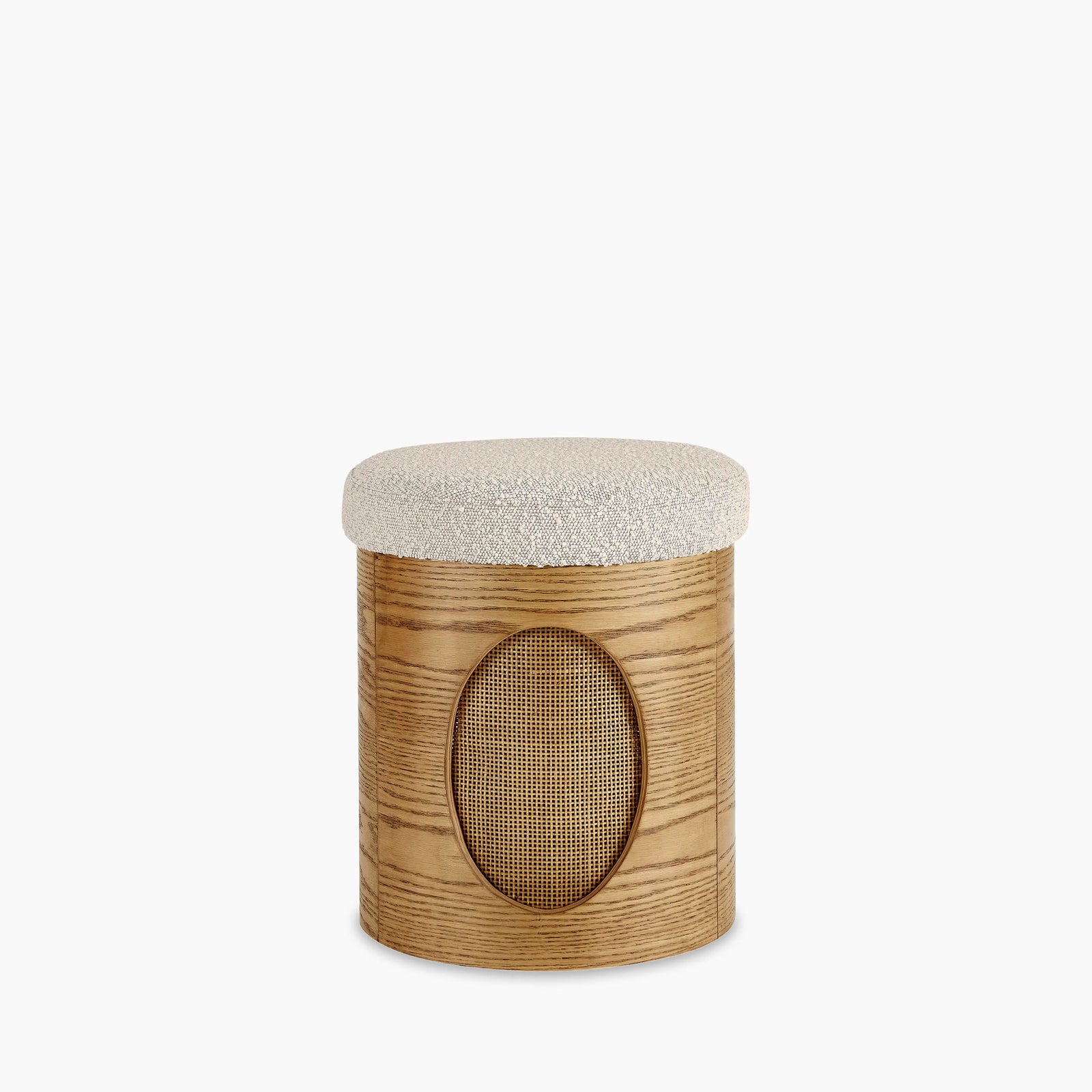 Elton Pouffe | Speckled Stone Sustainable Boucle & Oak