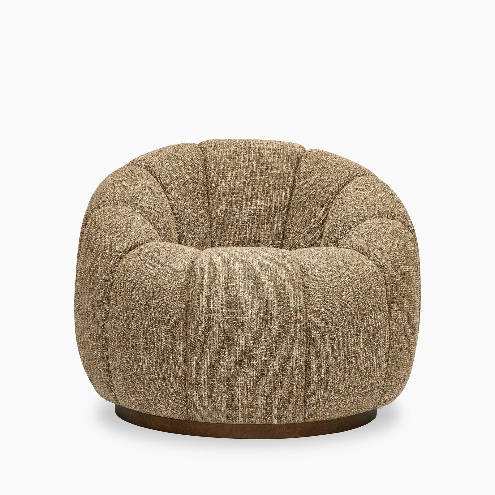 Ivy Swivel Armchair | Speckled Cappuccino Boucle & Walnut