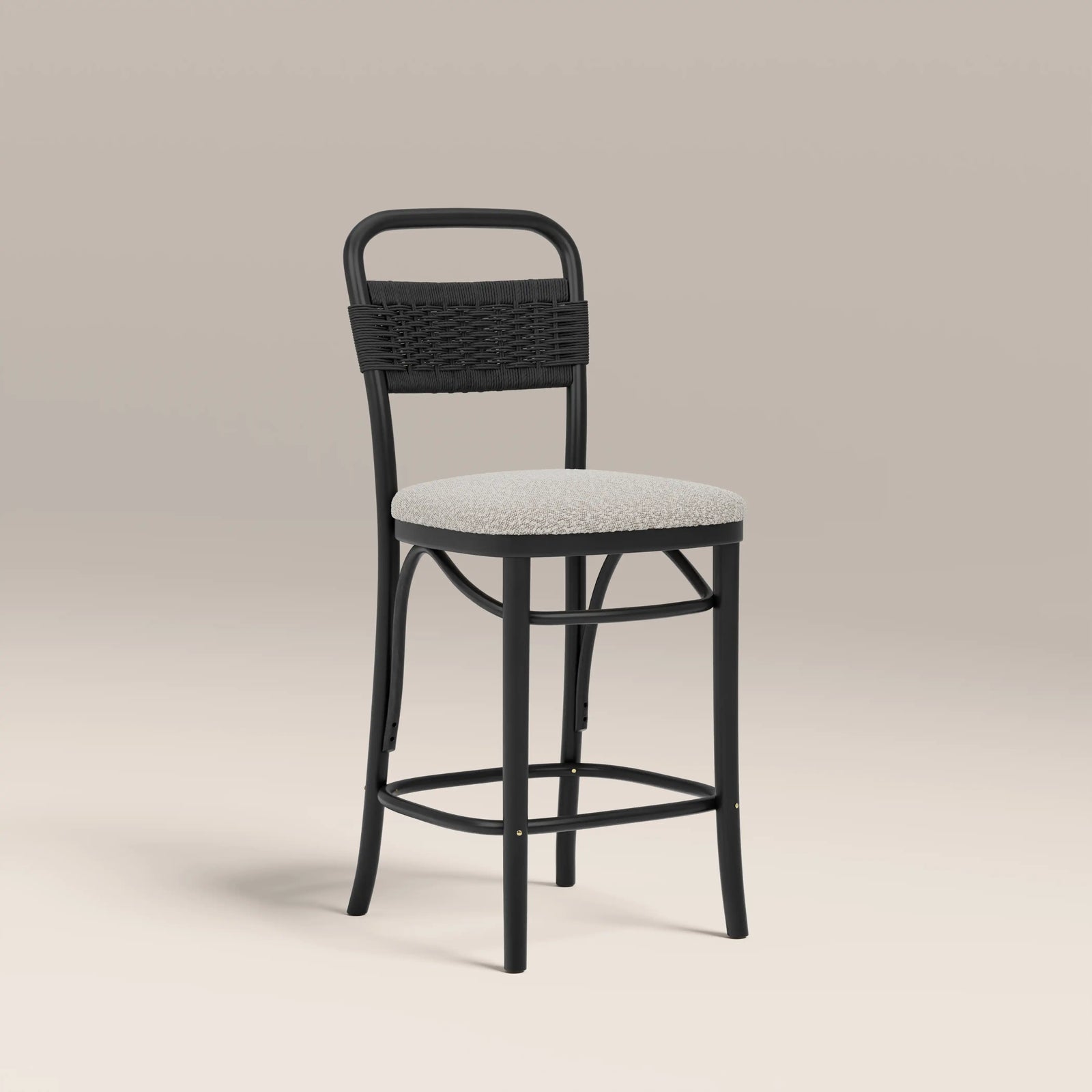 Daisy Wooden Kitchen Stool | Speckled Stone Sustainable Boucle & Black