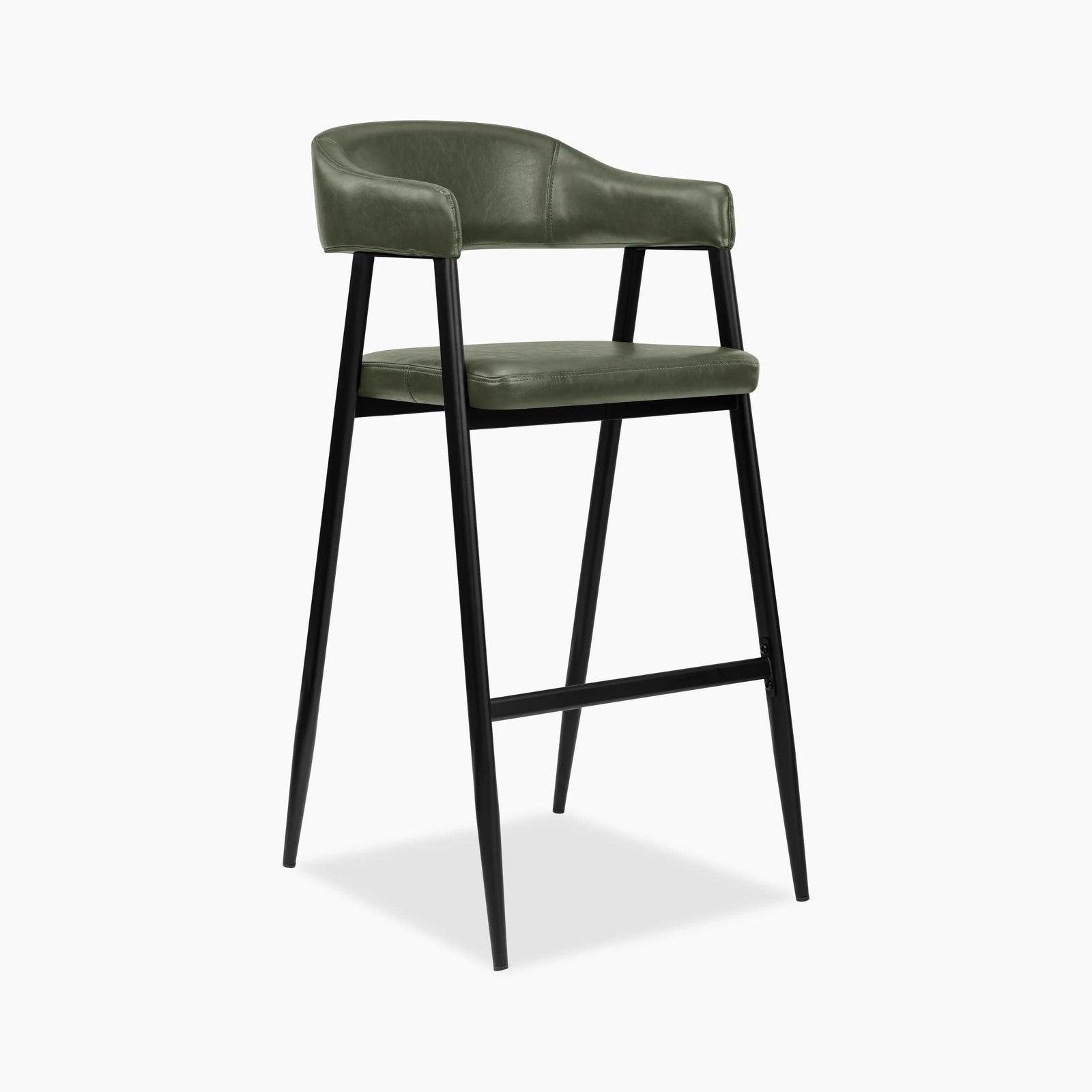 Presley Bar Stool | Vintage Green Faux Leather & Black