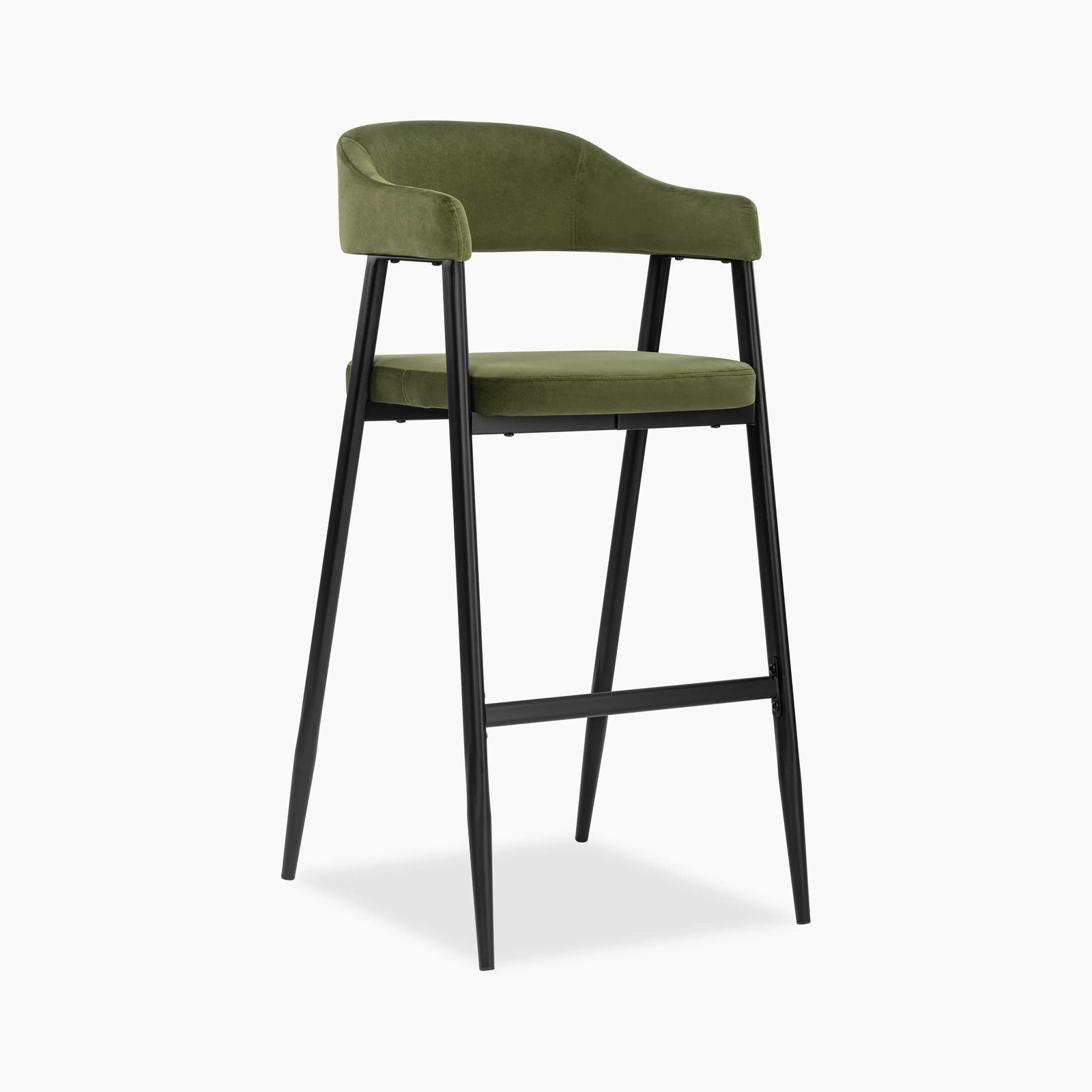 Presley Bar Stool | Olive Green Sustainable Velvet & Black