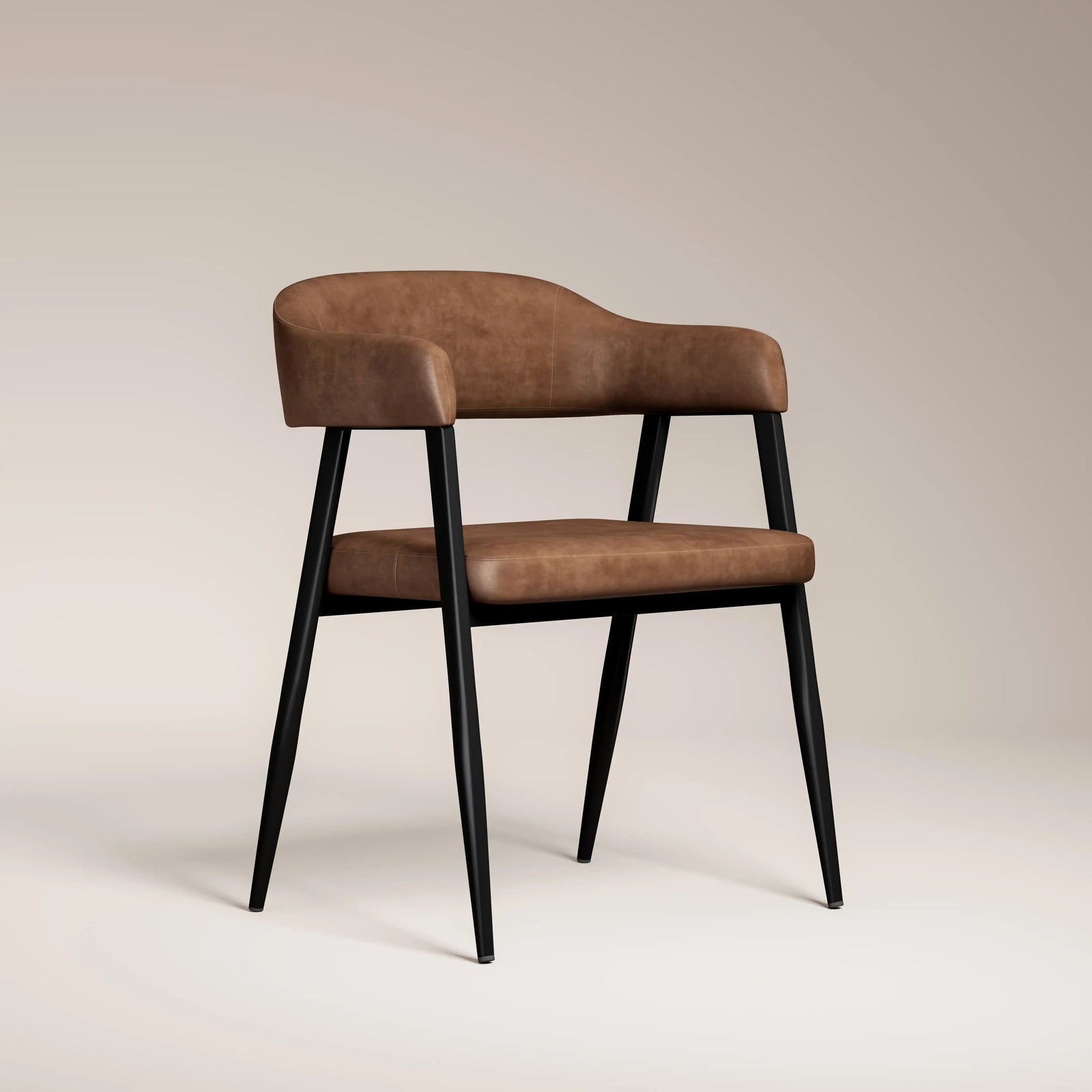 Presley Carver Dining Chair | Vintage Tan Faux Leather & Black