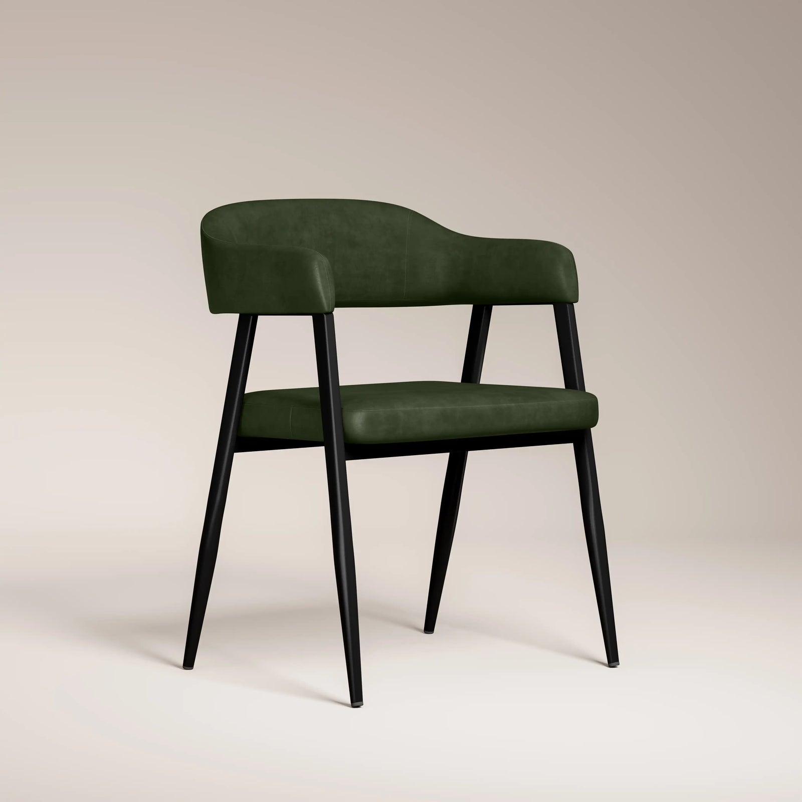 Presley Carver Dining Chair | Vintage Green Faux Leather & Black