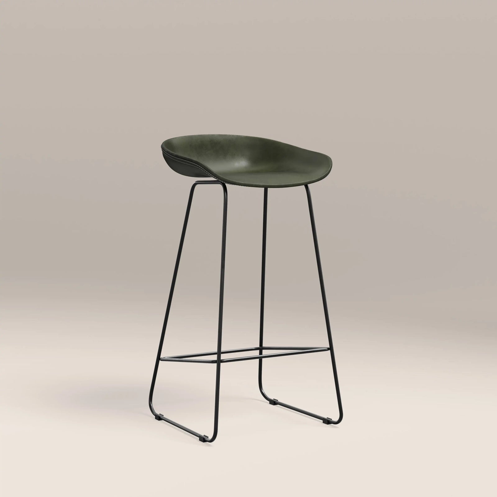 Conway Bar Stool | Vintage Green Faux Leather & Black