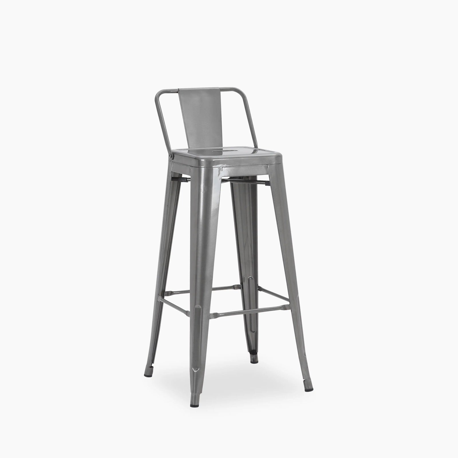 Tolix Style Stackable Kitchen Stool with Backrest | Gunmetal