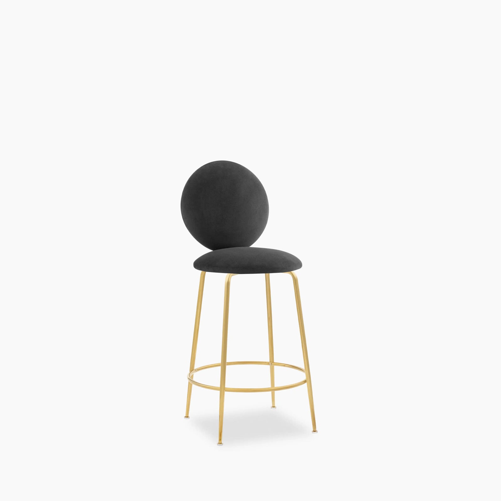 Regent Kitchen Stool with Backrest | Grey Sustainable Velvet