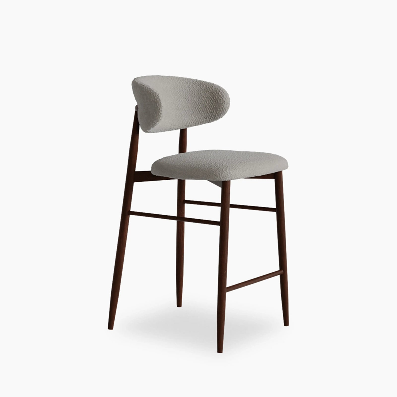 Halston Kitchen Stool | Speckled Stone Sustainable Boucle & Walnut