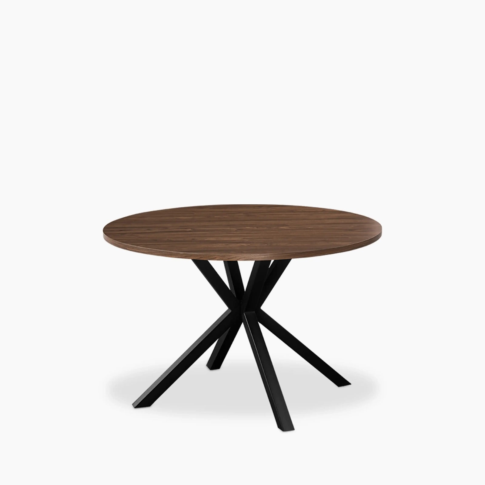 Sawyer 4 Seat Round Wooden Dining Table | Walnut & Black