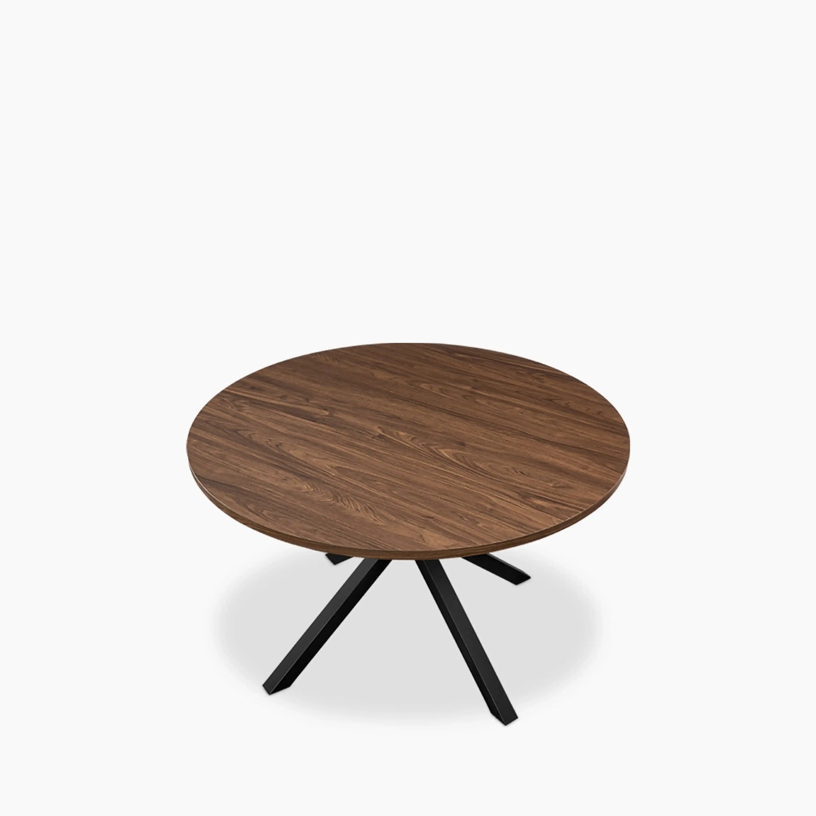 Sawyer 4 Seat Round Wooden Dining Table | Walnut & Black