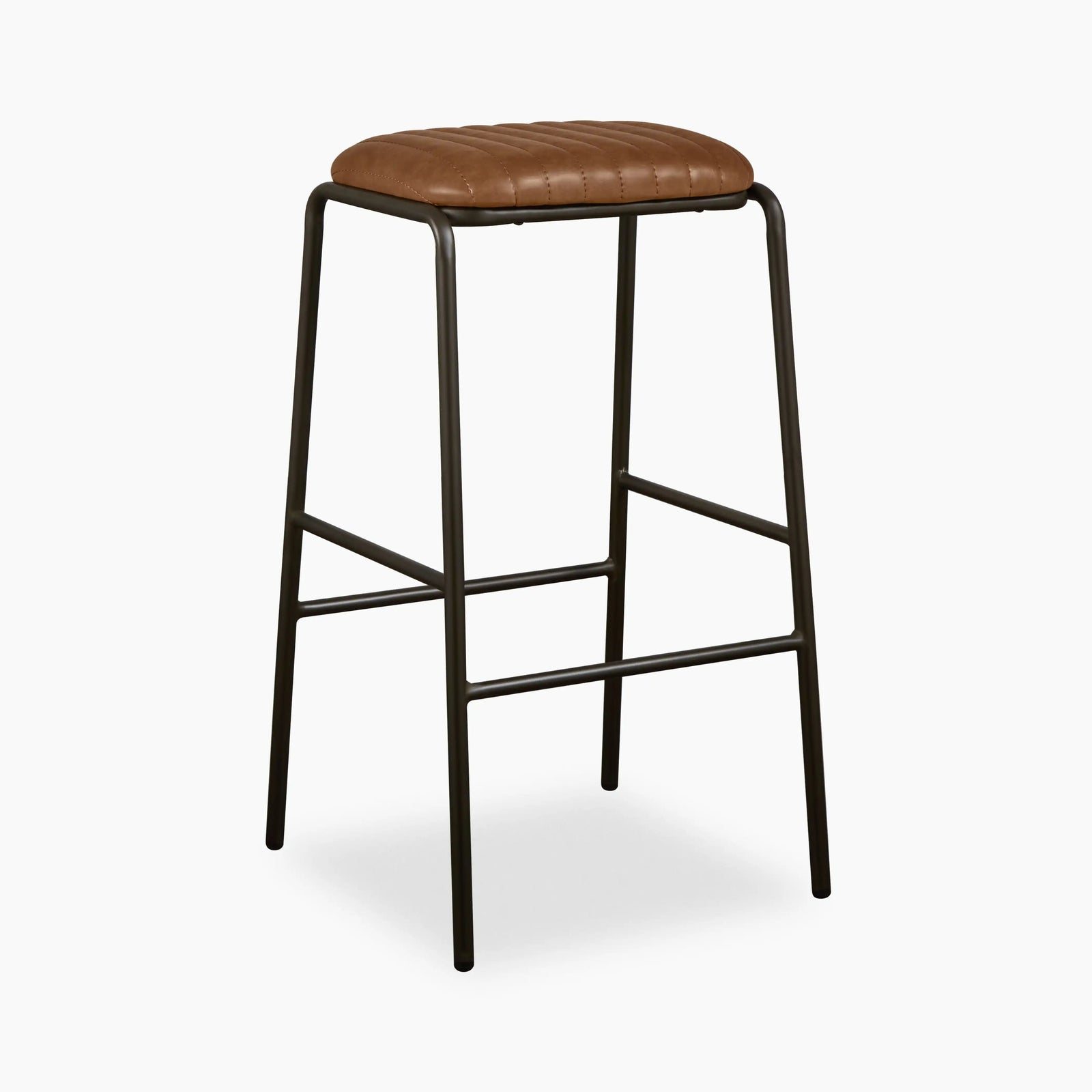 Boston Bar Stool | Vintage Tan Faux Leather & Gunmetal