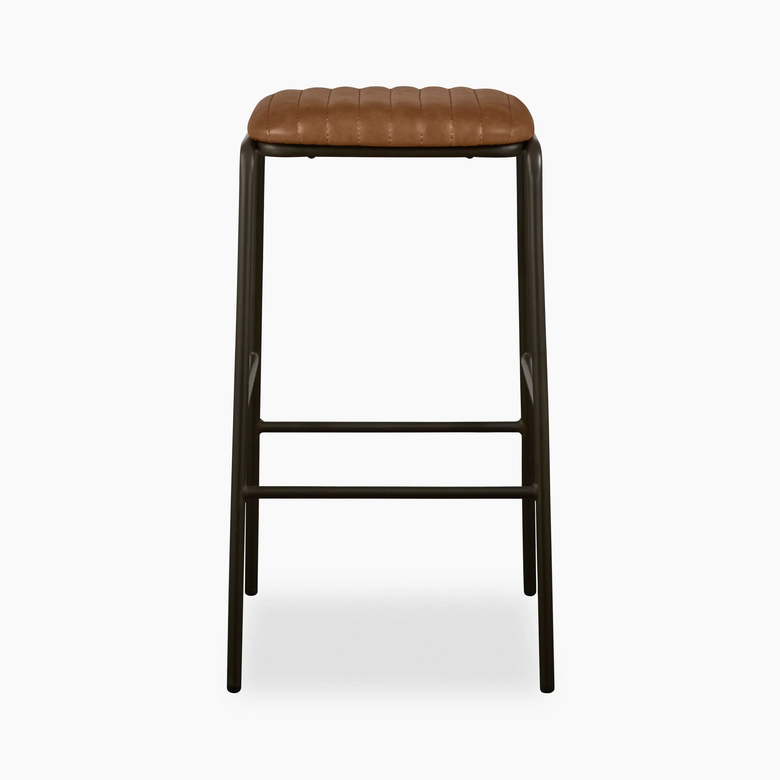 Boston Bar Stool | Vintage Tan Faux Leather & Gunmetal