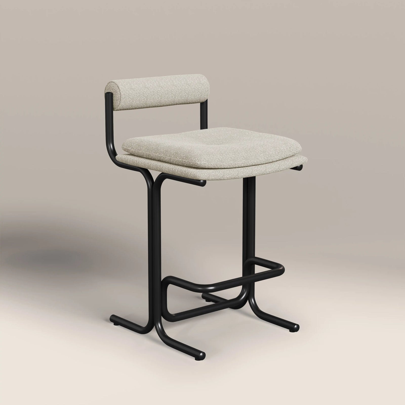 Wilbur Kitchen Stool | Speckled Stone Sustainable Boucle & Black