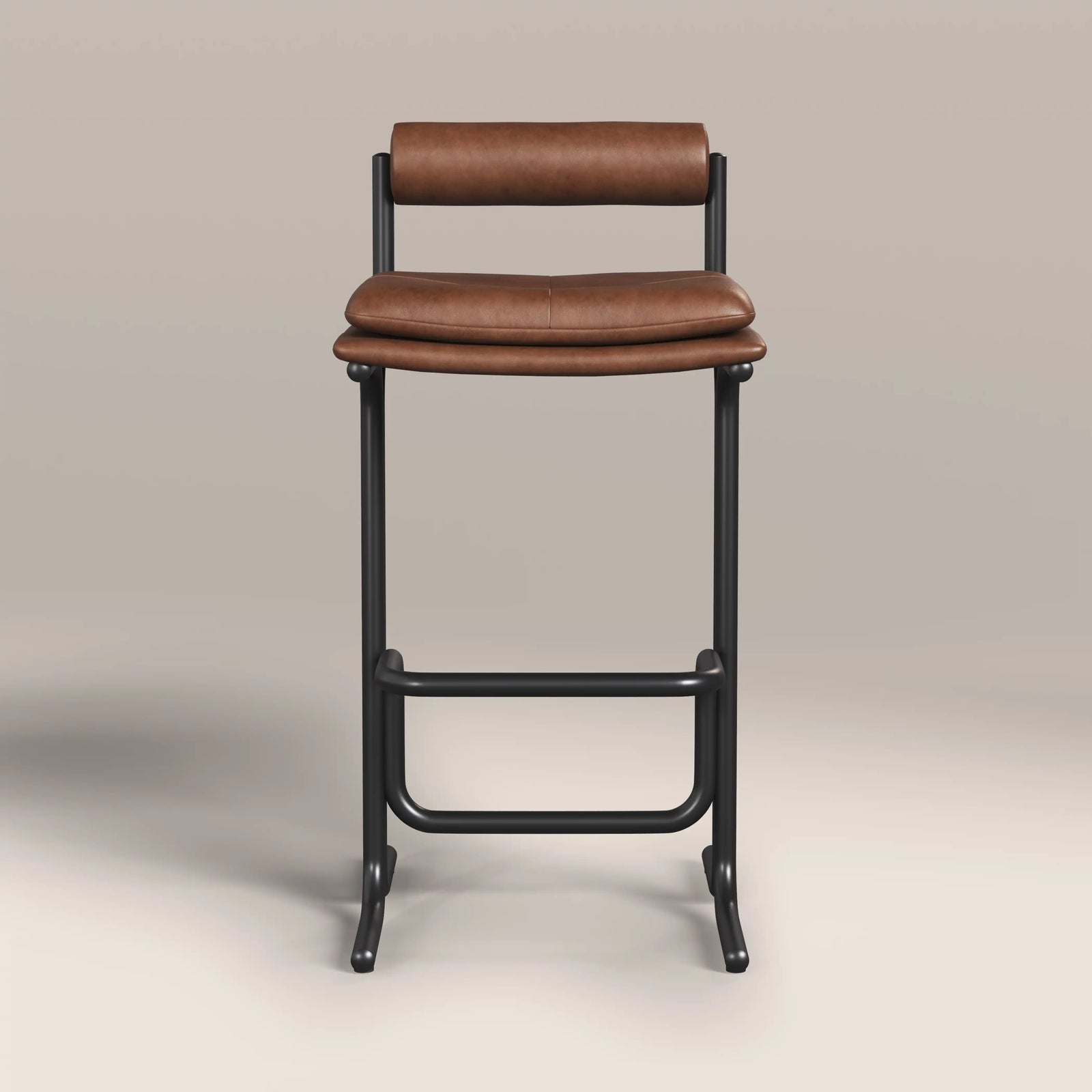 Wilbur Bar Stool | Vintage Tan Faux Leather & Black