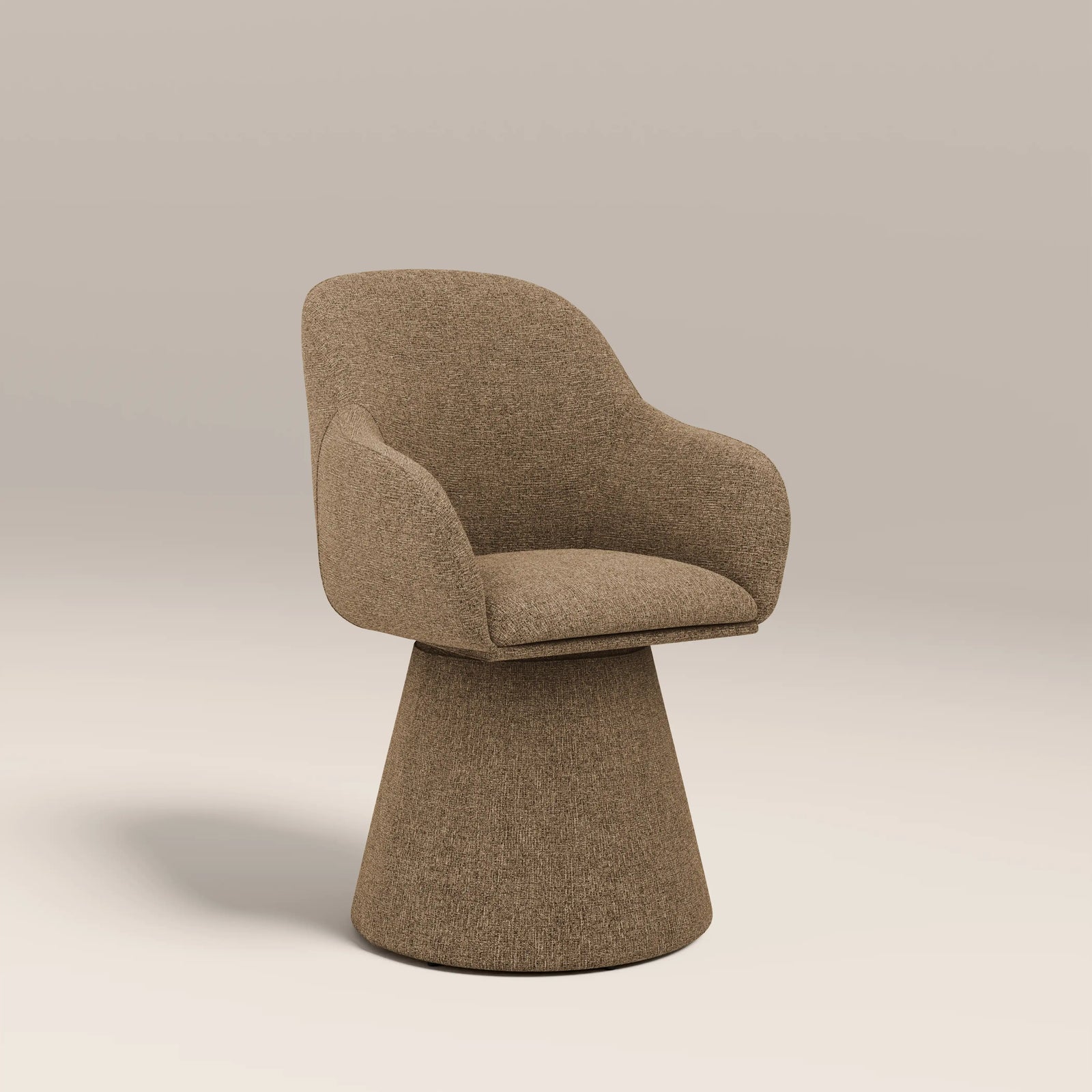 Herman Swivel Carver Dining Chair | Speckled Cappuccino Boucle