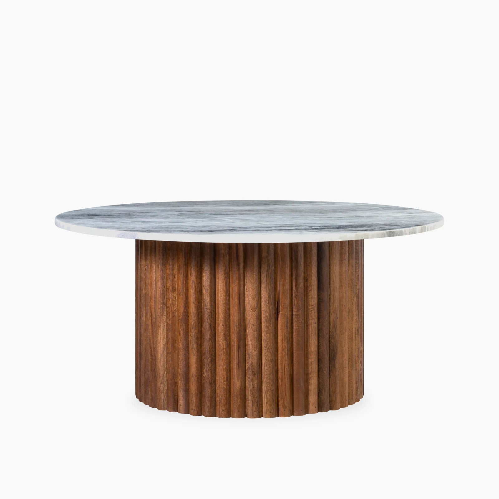 Medby Round Coffee Table | Grey Marble & Walnut