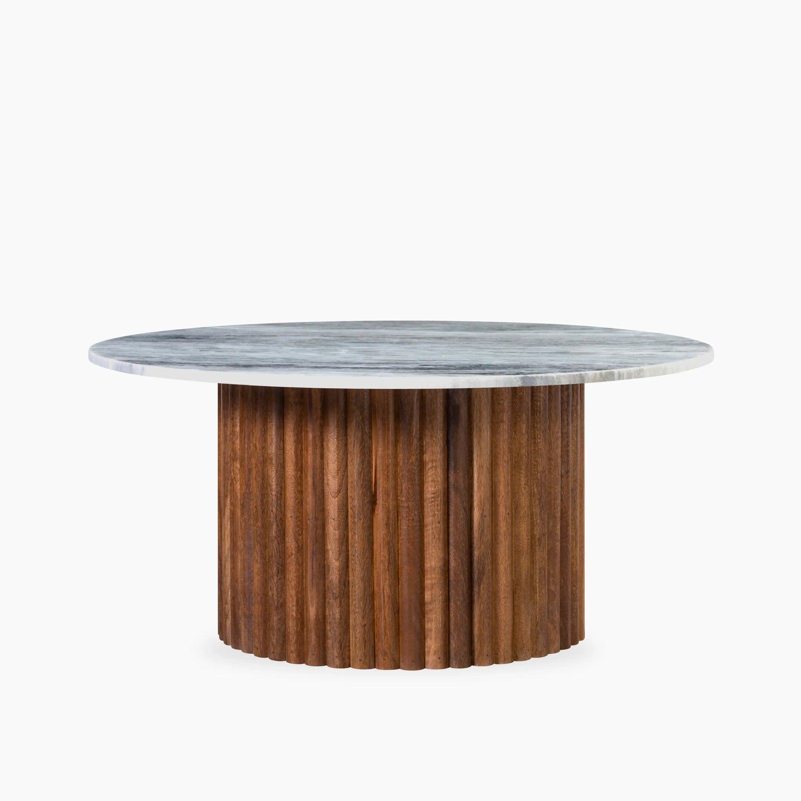 Medby Round Coffee Table | Grey Marble & Walnut