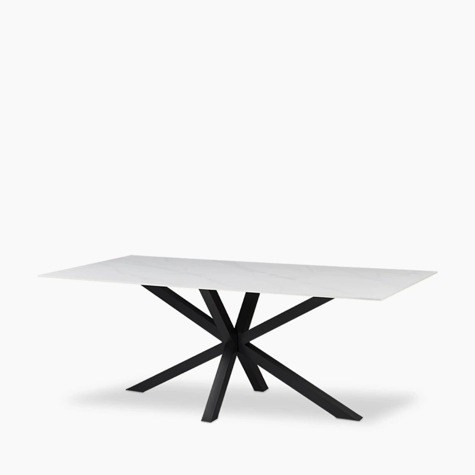 Sawyer 6 Seat Rectangle Dining Table | White Ceramic & Black