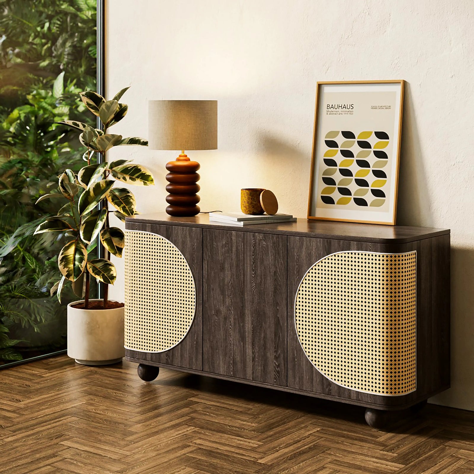 Una Wooden Large Sideboard | Walnut & Cane