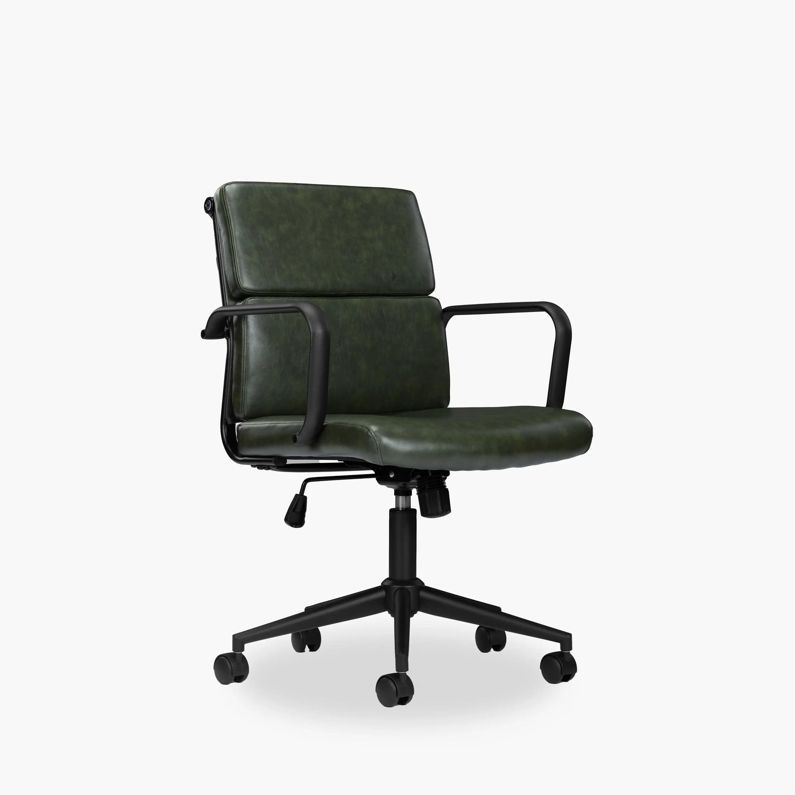 Mae Office Chair | Vintage Green Faux Leather & Black