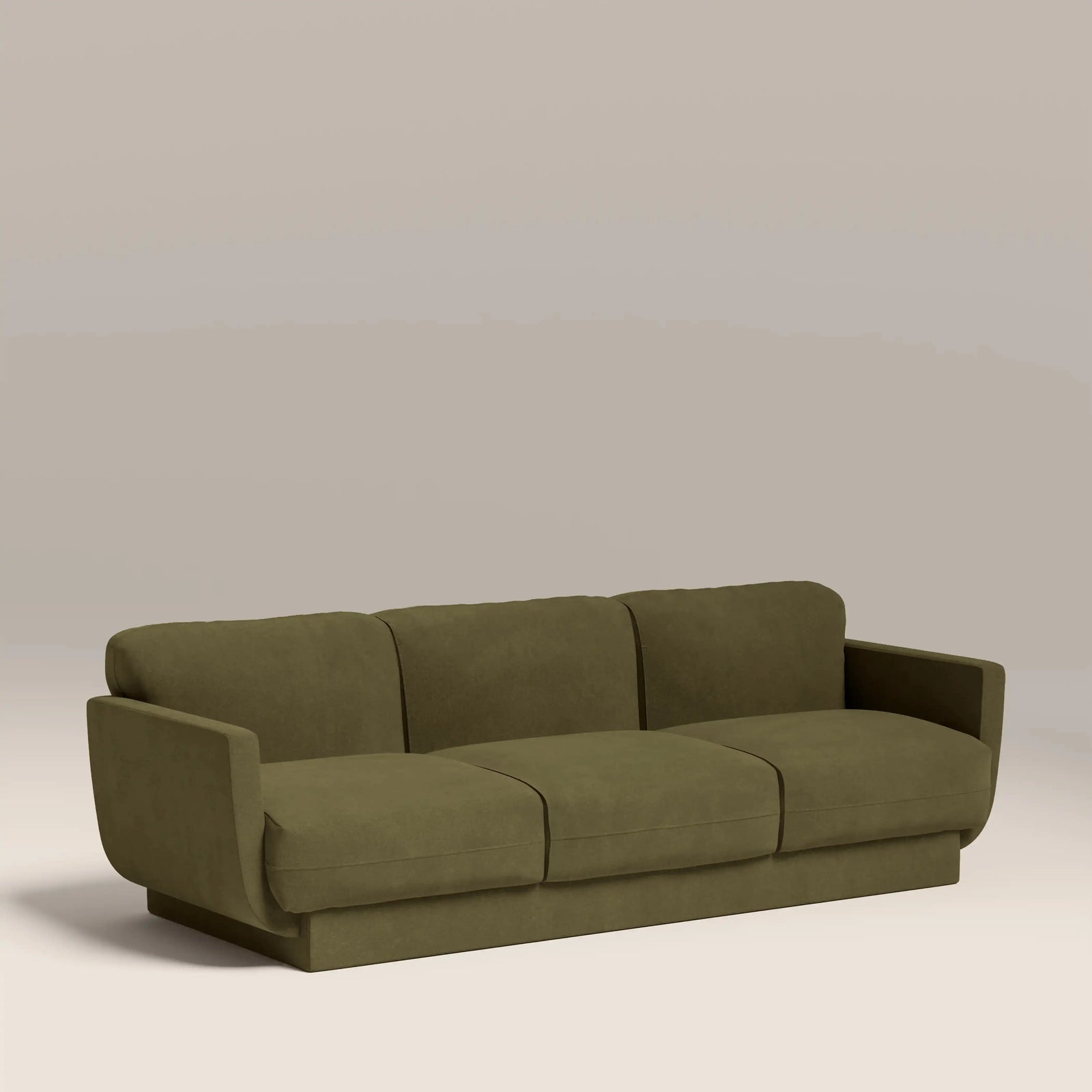 Connick 3 Seater Sofa | Moss Green Sustainable Mohair Velvet