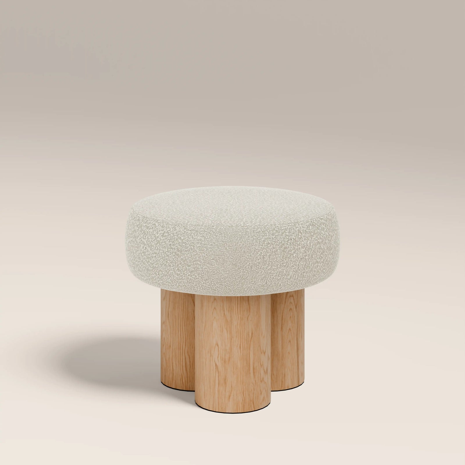 Rey Pouffe | Speckled Stone Sustainable Boucle & Oak