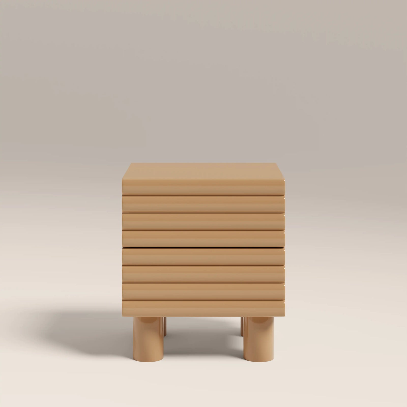 Raphael 2 Drawer Bedside Table | High Gloss Taupe