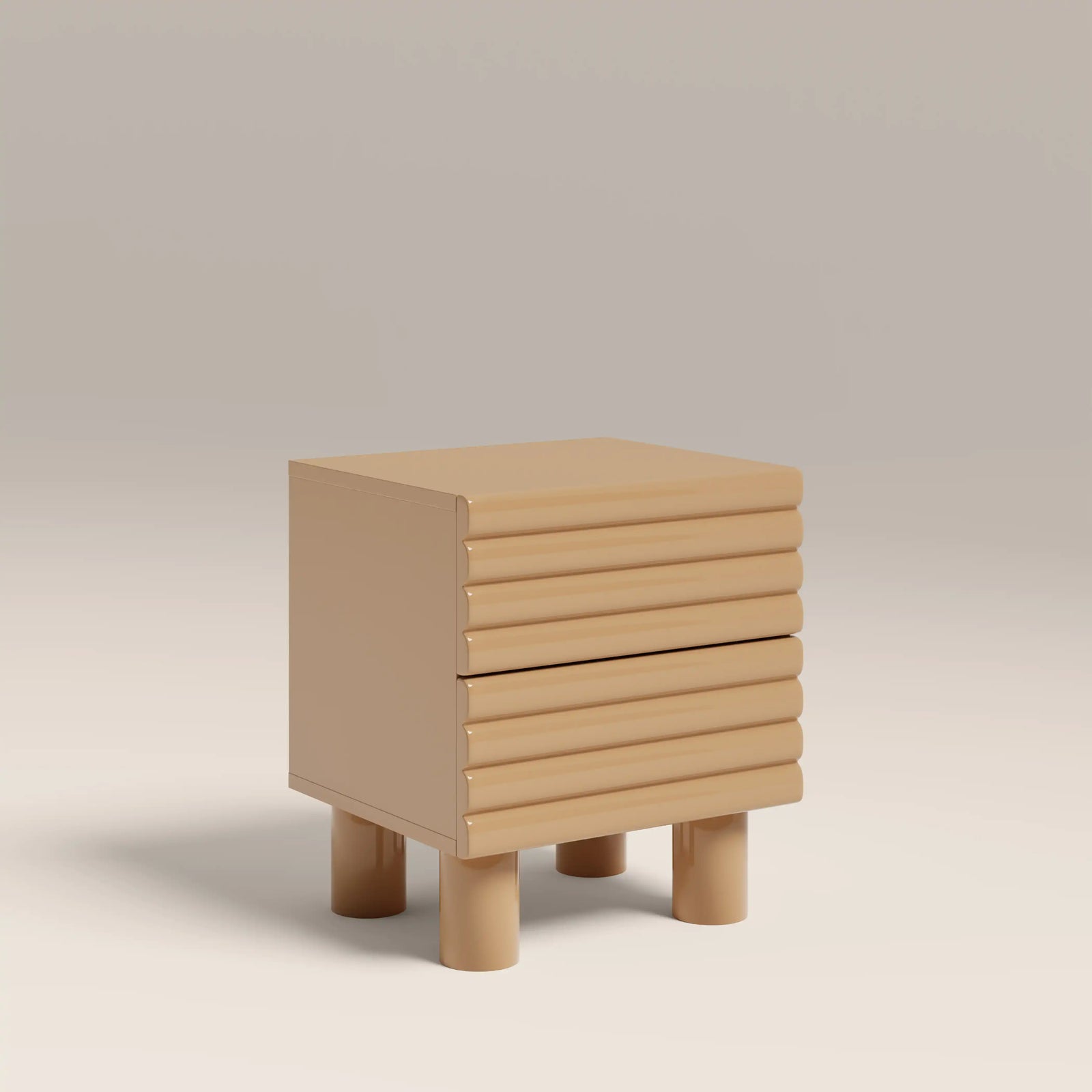 Raphael 2 Drawer Bedside Table | High Gloss Taupe